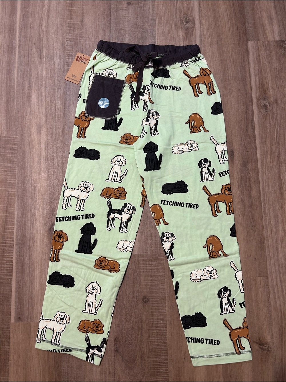 Lazy One Mint Green Dog Print Kids Sweatpants with Dark Gray Waistband